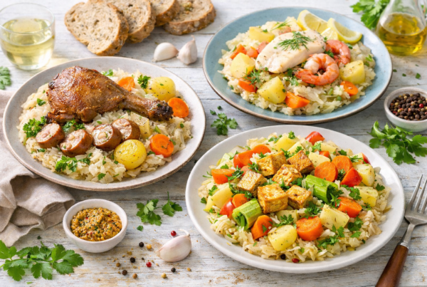 Choucroute healthy avec légumes, poisson et version végétarienne au tofu