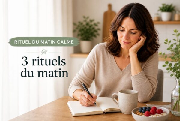 femme pratiquant un rituel du matin calme pour apaiser son système nerveux et réduire la fatigue