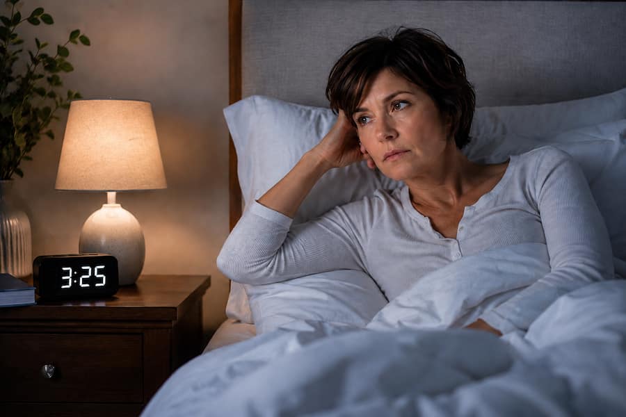 Femme fatiguée après un réveil à 3 h du matin