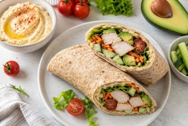 Wrap poulet avocat frais et coloré